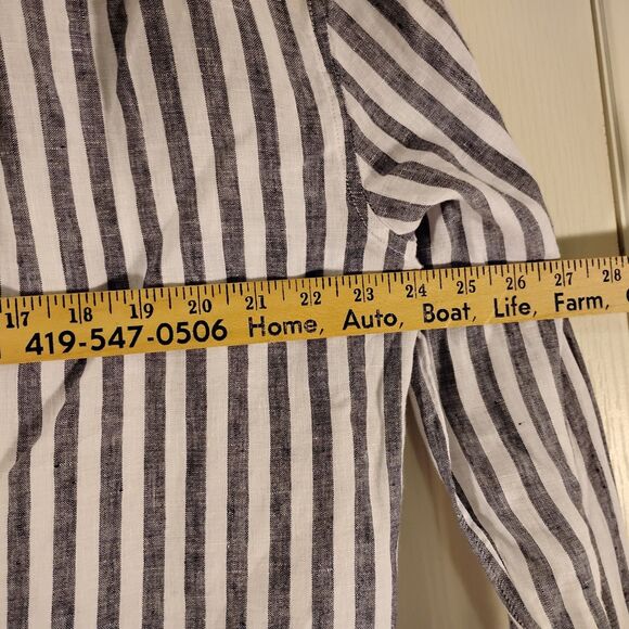 Vineyard Vines shirt mens L Large blue white stripe 100% linen long sleeve - Picture 3 of 8